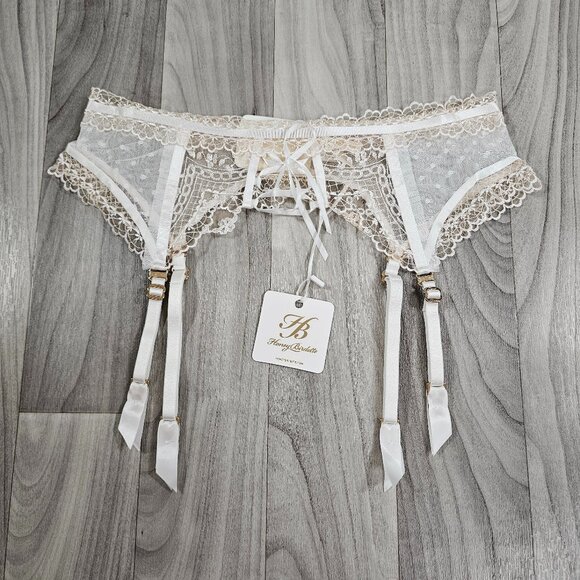 NWT Honey Birdette Capucine Ivory Suspender Garter Belt Size Large - Picture 1 of 7